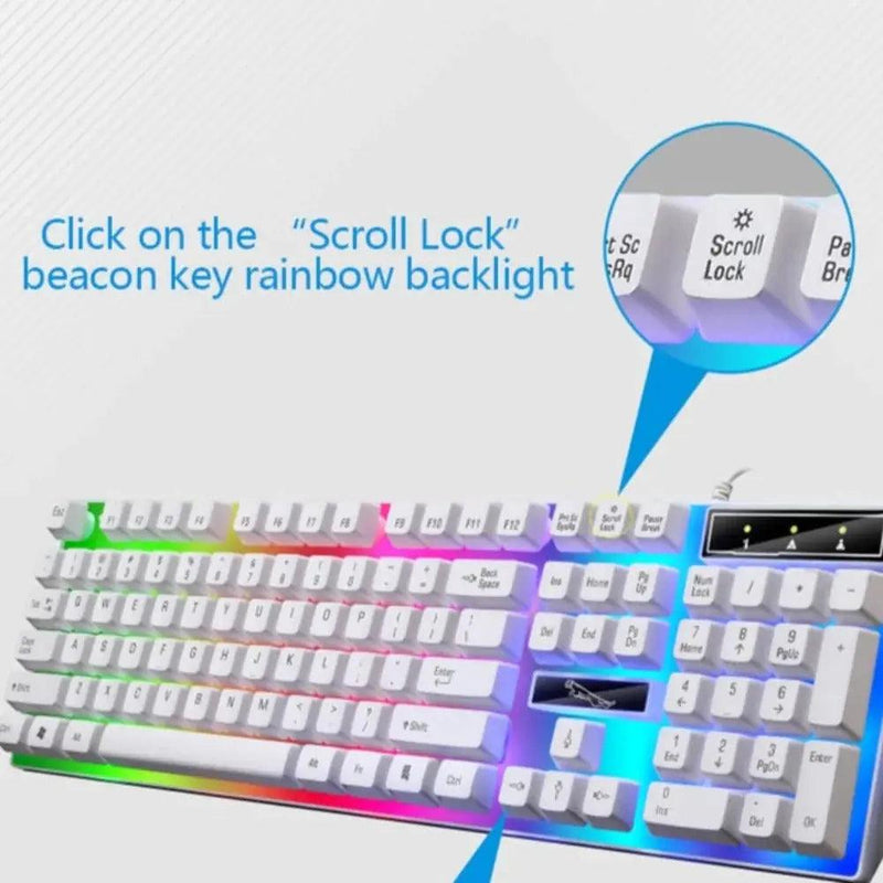 Ninja Dragons White Knight Gaming Keyboard and Mouse Set - Puck's
