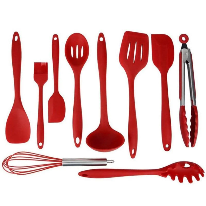 Non Stick Silicone Cooking Utensils Premium Heat Resistant 10 PCS Set - Puck's