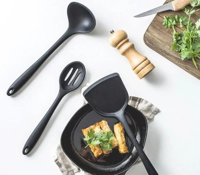 Non Stick Silicone Cooking Utensils Premium Heat Resistant 10 PCS Set - Puck's