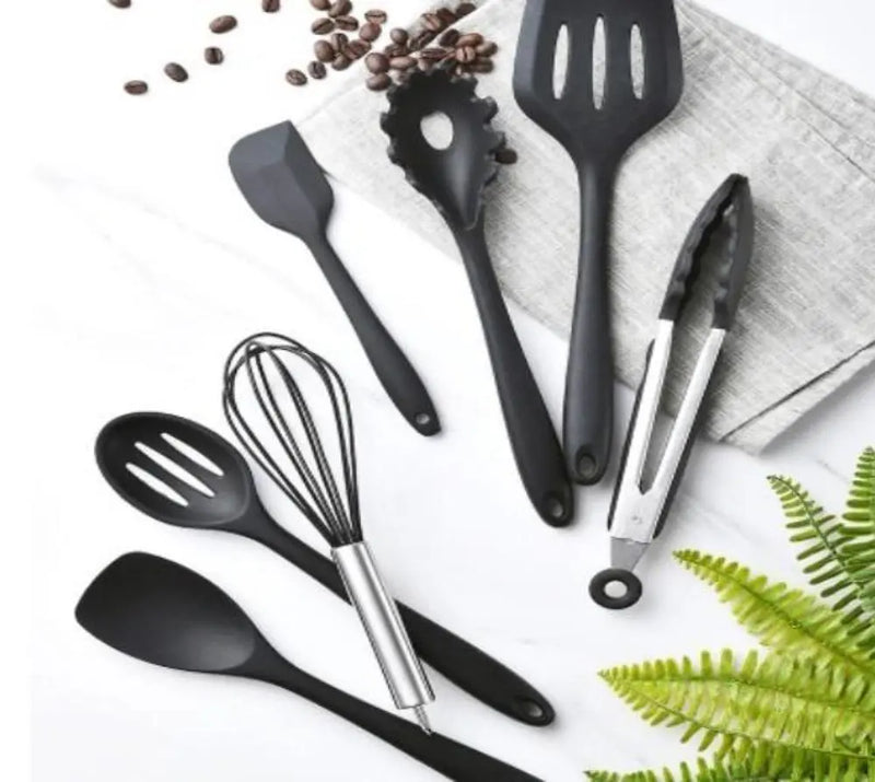 Non Stick Silicone Cooking Utensils Premium Heat Resistant 10 PCS Set - Puck's