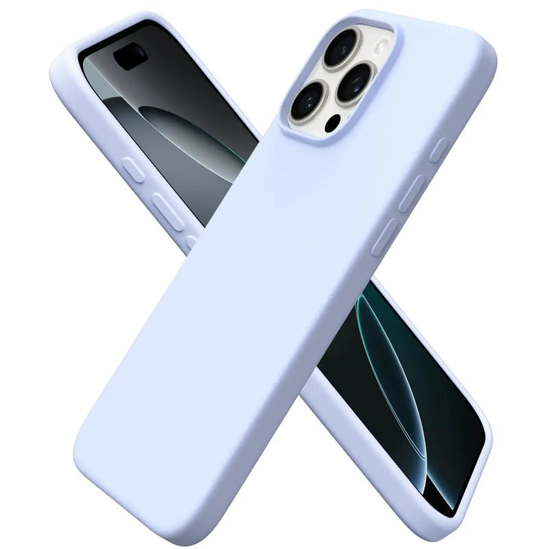 ORNARTO Compatible with iPhone 16 Pro Max Case 6.9", Slim Liquid Silicone 3 Layers Soft Gel Rubber Shockproof Protective Case with Anti-Scratch Microfiber Lining-Baby Blue - Puck's