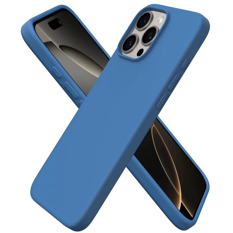 ORNARTO Compatible with iPhone 16 Pro Max Case 6.9", Slim Liquid Silicone 3 Layers Soft Gel Rubber Shockproof Protective Case with Anti-Scratch Microfiber Lining-Baby Blue - Puck's