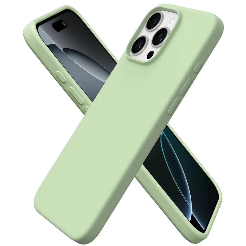 ORNARTO Compatible with iPhone 16 Pro Max Case 6.9", Slim Liquid Silicone 3 Layers Soft Gel Rubber Shockproof Protective Case with Anti-Scratch Microfiber Lining-Baby Blue - Puck's