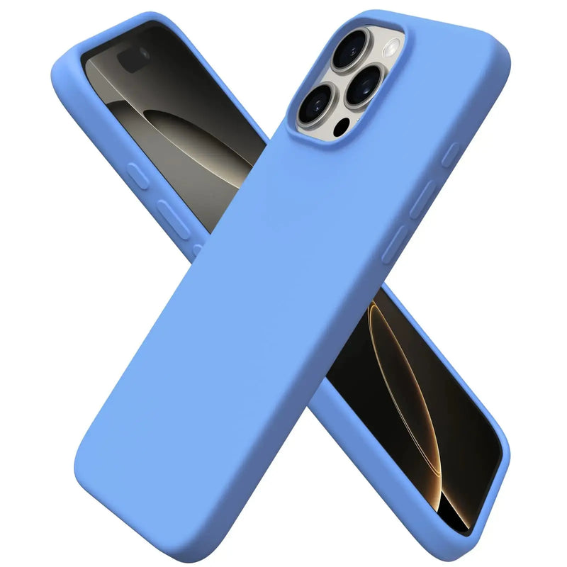 ORNARTO Compatible with iPhone 16 Pro Max Case 6.9", Slim Liquid Silicone 3 Layers Soft Gel Rubber Shockproof Protective Case with Anti-Scratch Microfiber Lining-Baby Blue - Puck's