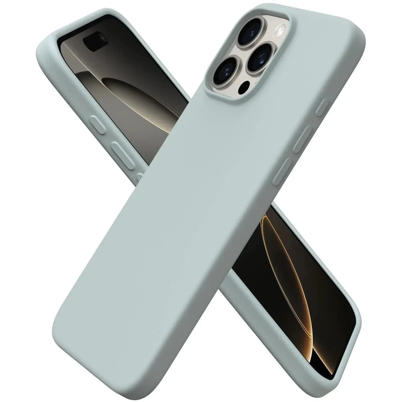 ORNARTO Compatible with iPhone 16 Pro Max Case 6.9", Slim Liquid Silicone 3 Layers Soft Gel Rubber Shockproof Protective Case with Anti-Scratch Microfiber Lining-Baby Blue - Puck's