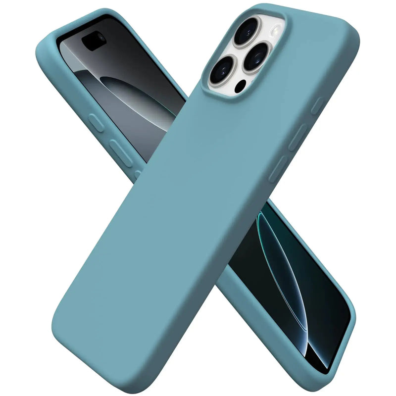 ORNARTO Compatible with iPhone 16 Pro Max Case 6.9", Slim Liquid Silicone 3 Layers Soft Gel Rubber Shockproof Protective Case with Anti-Scratch Microfiber Lining-Baby Blue - Puck's