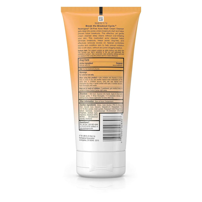 Oil-Free Acne Face Wash Cream Cleanser with Salicylic Acid, Non-Comedogenic Acne-Prone Skin Cleanser, 6.7 Fl. Oz - Puck's