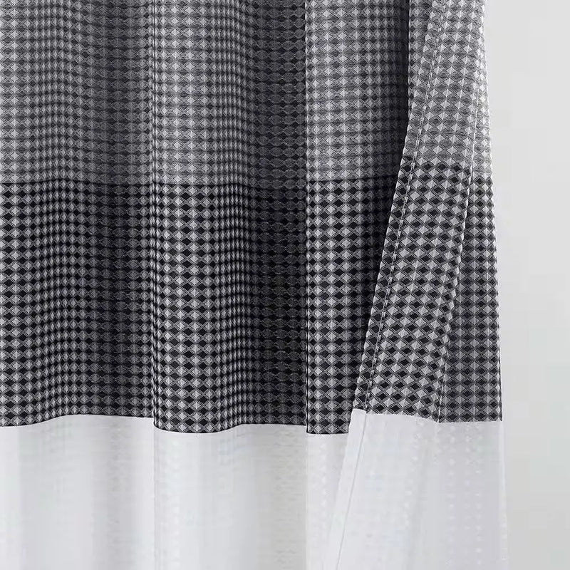 Ombre 70 In. Black Waffle Weave Fabric Shower Curtain - Puck's