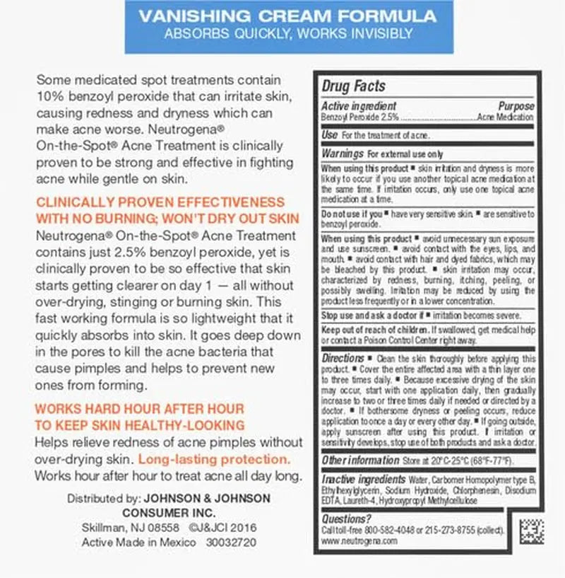 On-The-Spot Acne Treatment Gel with Benzoyl Peroxide - Gentle Face Acne Medicine for Acne Prone Skin, 0.75 Oz - Puck's