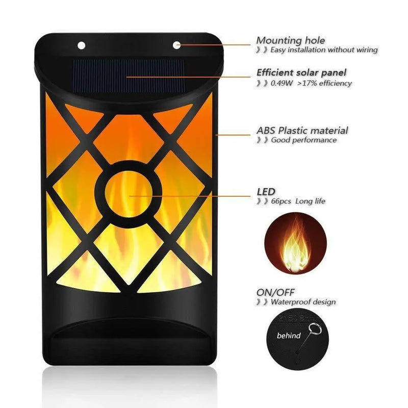 Outdoor Waterproof LED Flickering Solar Flame Lights for Courtyard - Puck's