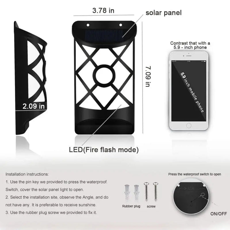 Outdoor Waterproof LED Flickering Solar Flame Lights for Courtyard - Puck's