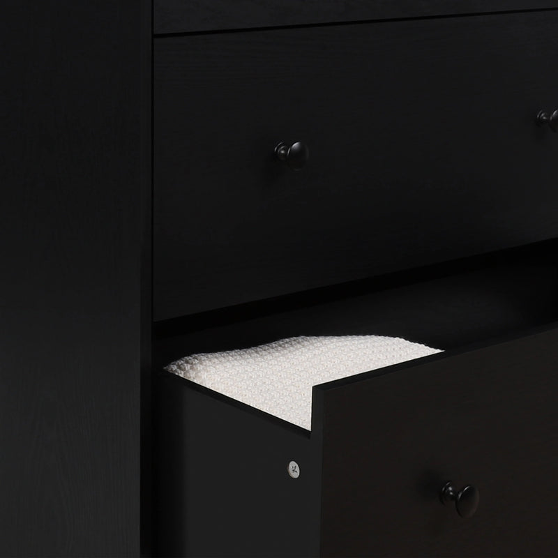 Grote ladekast met 5 laden, houten ladekast voor slaapkamer, zwart - Puck's