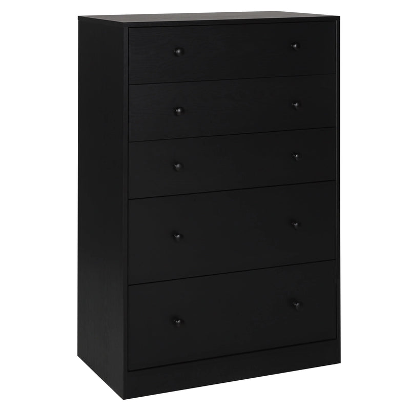 Grote ladekast met 5 laden, houten ladekast voor slaapkamer, zwart - Puck's