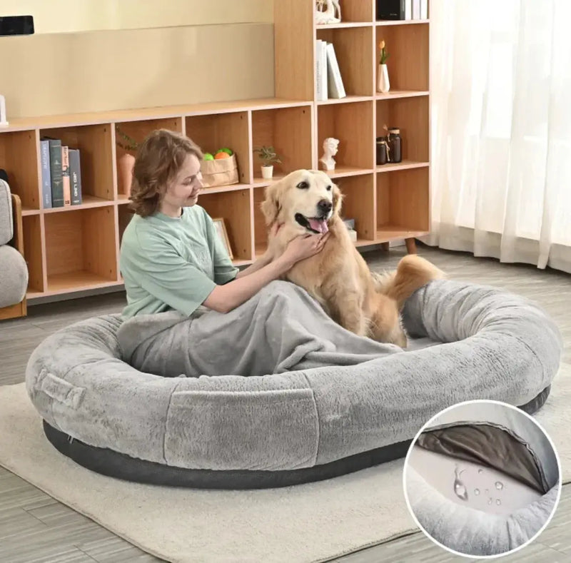 Oversized Light Gray Human-Dog Bed - Puck's
