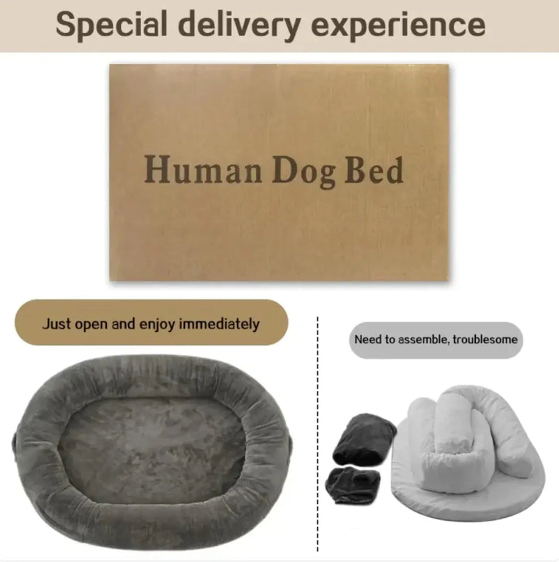 Oversized Light Gray Human-Dog Bed - Puck's