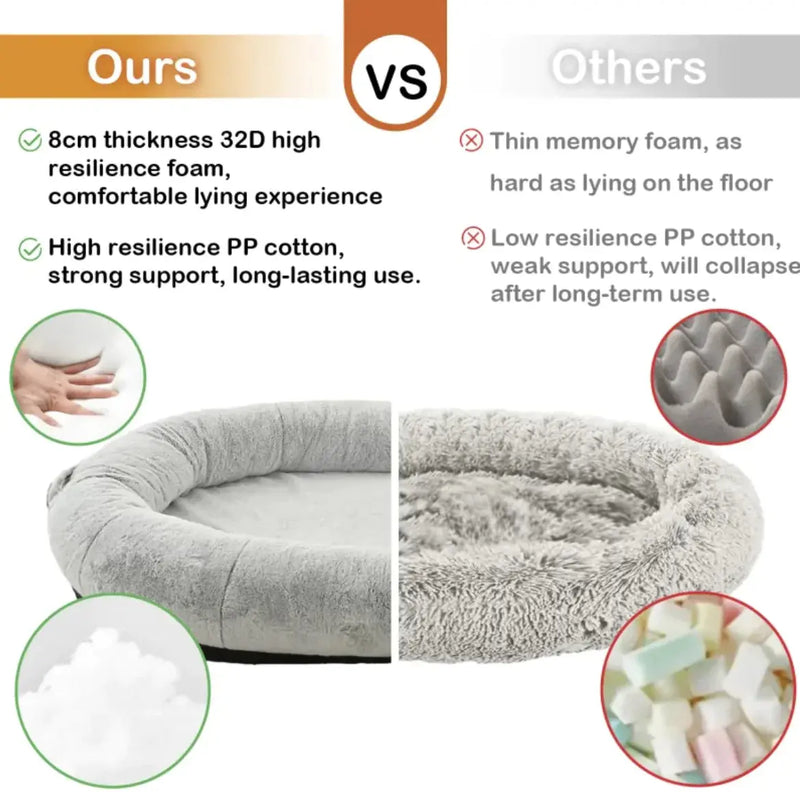 Oversized Light Gray Human-Dog Bed - Puck's