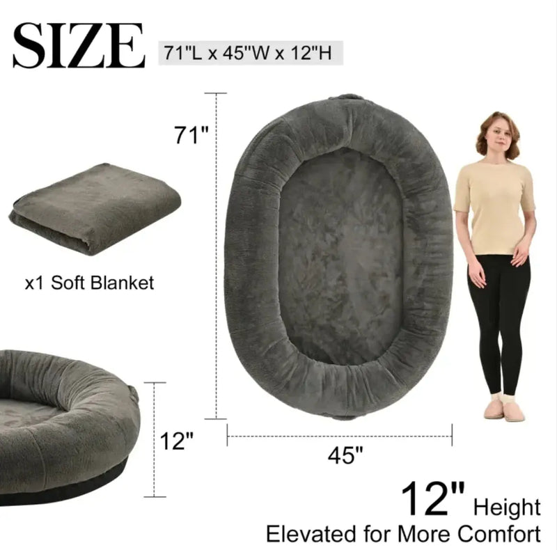 Oversized Light Gray Human-Dog Bed - Puck's