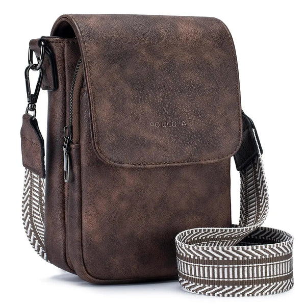 POIUGOYA Small Crossbody Bags for Women Trendy,Leather Triple Compartment Cell Phone Crossbody Wallet Purses with Card Slots A-deep Coffee - Puck's