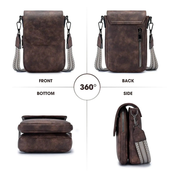POIUGOYA Small Crossbody Bags for Women Trendy,Leather Triple Compartment Cell Phone Crossbody Wallet Purses with Card Slots A-deep Coffee - Puck's