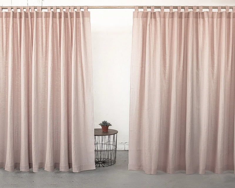 Pale Pink linen curtain with tabs - Puck's