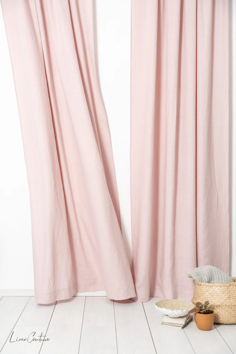 Pale Pink linen curtain with tabs - Puck's