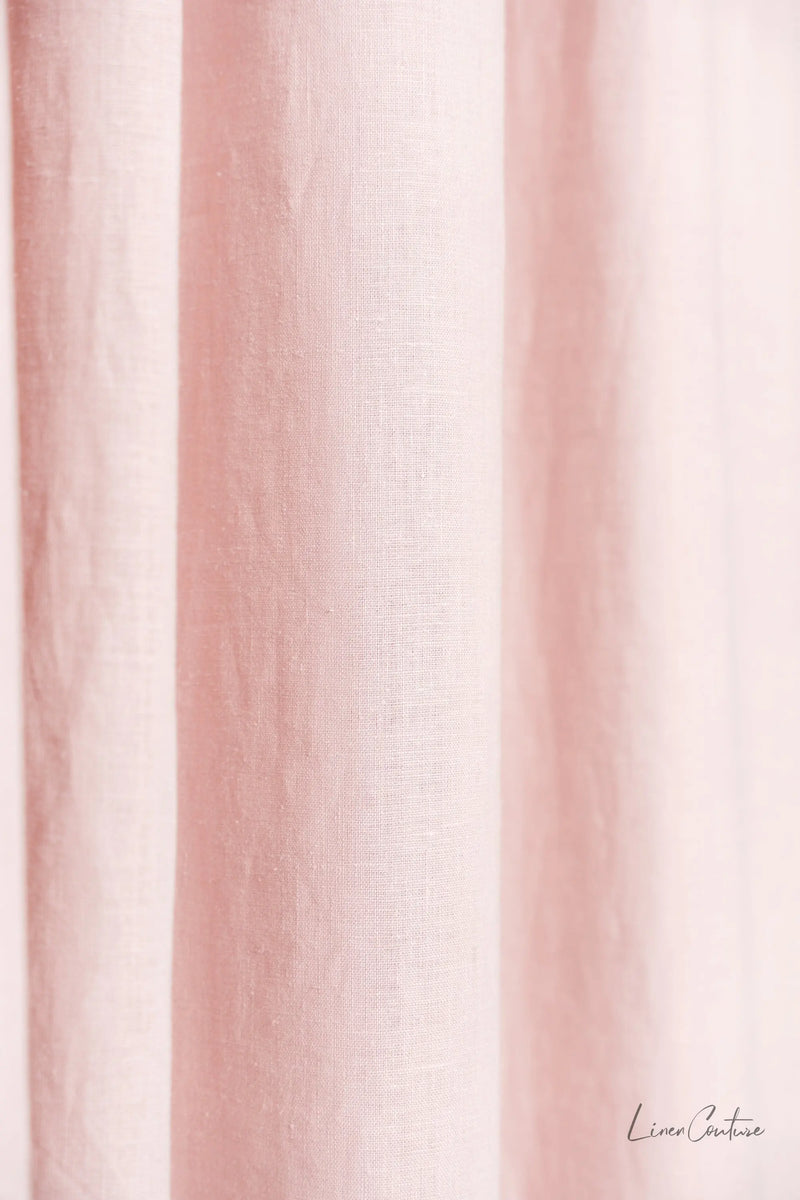 Pale Pink linen curtain with tabs - Puck's