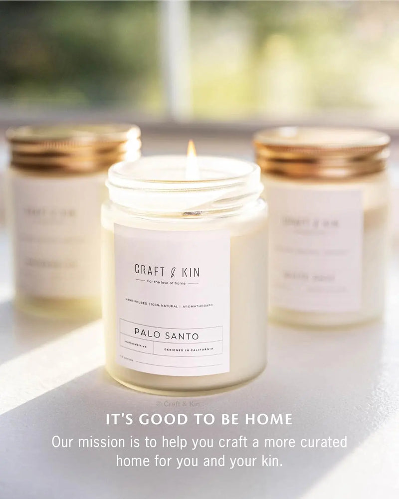 Palo Santo Scented Candle | 8 Oz 45 Hour Long Lasting | Classic Soy Candles Wood Wick | Made with Natural Soy | Gifts for Men and Women - Puck's