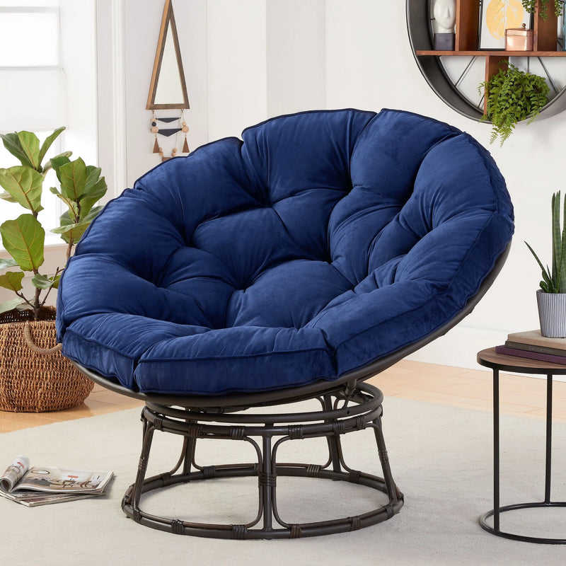 Papasan Chair, Polyester, Blue - Puck's