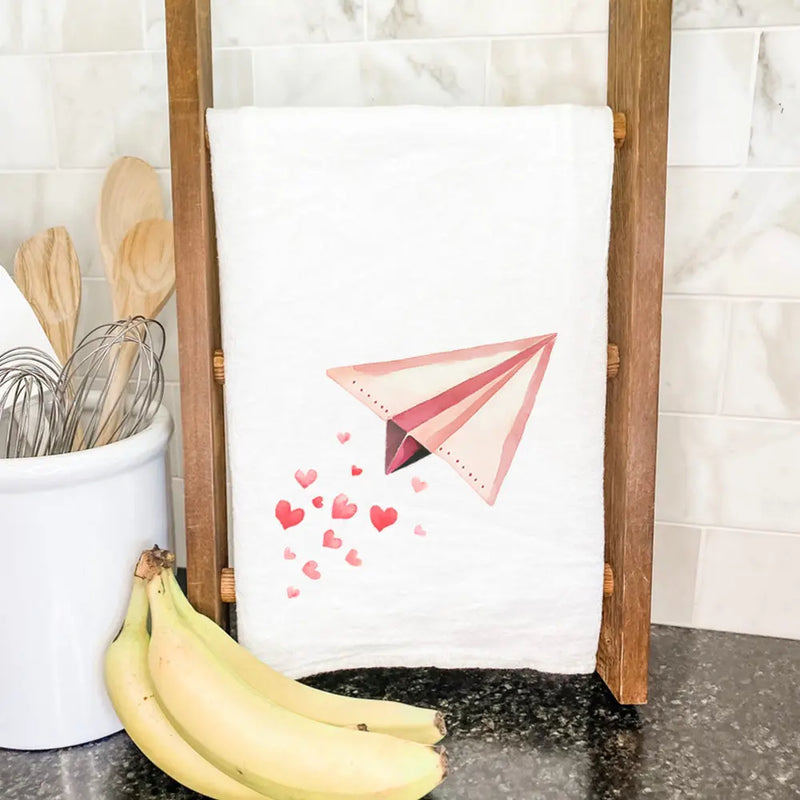 Paper Airplane - Valentine's Day Cotton Tea Towel - Puck's
