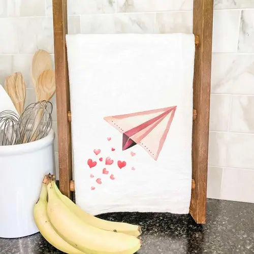 Paper Airplane - Valentine's Day Cotton Tea Towel - Puck's