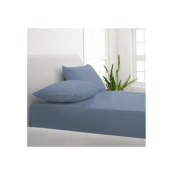 Park Avenue 1000Tc Cotton Blend Sheet Pillowcases Set Double Blue Fog - Puck's