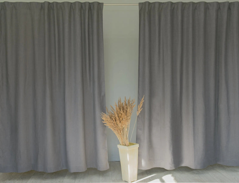 Pastel Plum linen curtain with multifunctional heading tape - Puck's