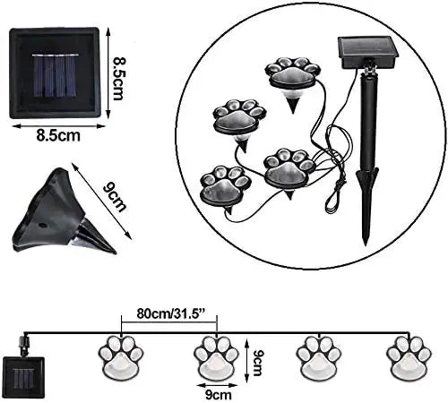 Paw Print Solar Lights - Puck's