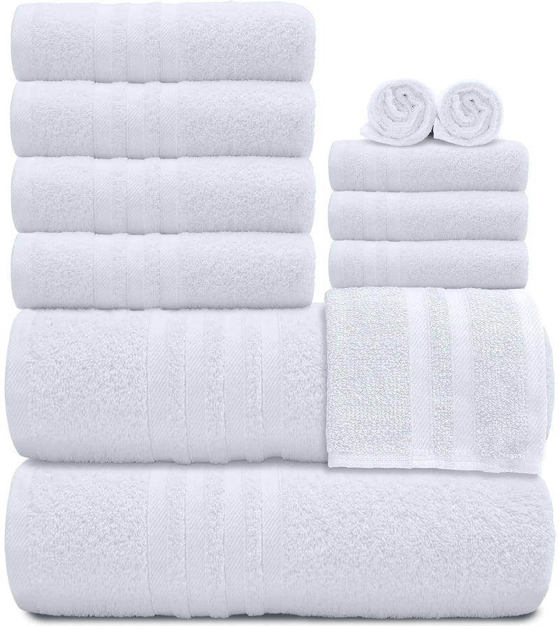 12 Pcs Bath Towel Set for Bathroom 100% Cotton Soft and Plush Highly Absorbent - Puck's