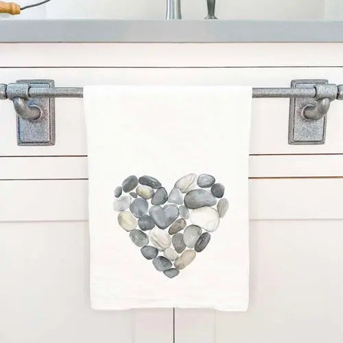 Pebble Heart - Valentine's Day Cotton Tea Towel - Puck's