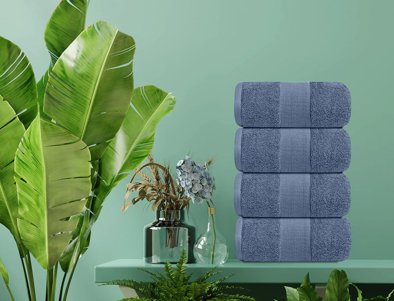 4 Pack Resort Collection Soft Bath Towels 28x55 in Luxury Plush Cotton Blue - Puck's