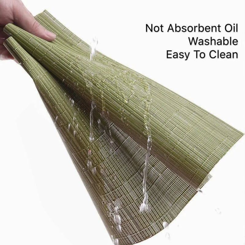 Place Mats, Table Mats Set of 8 Indoor Placemats Washable Non-Slip Heatproof Woven Placemats for Dining Table Fabric Place Mat PVC (Green, Set of 8) - Puck's