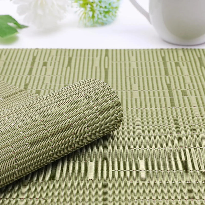 Place Mats, Table Mats Set of 8 Indoor Placemats Washable Non-Slip Heatproof Woven Placemats for Dining Table Fabric Place Mat PVC (Green, Set of 8) - Puck's