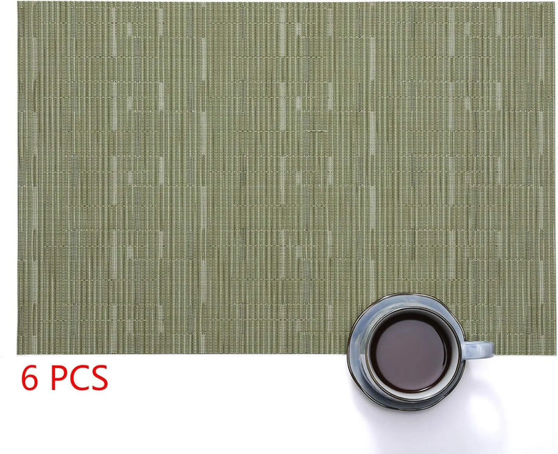 Place Mats, Table Mats Set of 8 Indoor Placemats Washable Non-Slip Heatproof Woven Placemats for Dining Table Fabric Place Mat PVC (Green, Set of 8) - Puck's