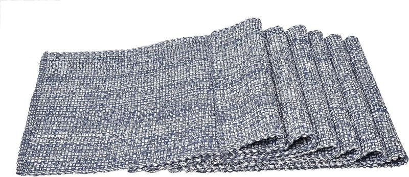 Placemats for Dining Table 100% Cotton Placemats 14''X20'' over Sized Tablemats Set of 6 Placemats Blue/White Two Tone Tablemats for Family Dinners Wedding Parties Everyday Use Placemats - Puck's