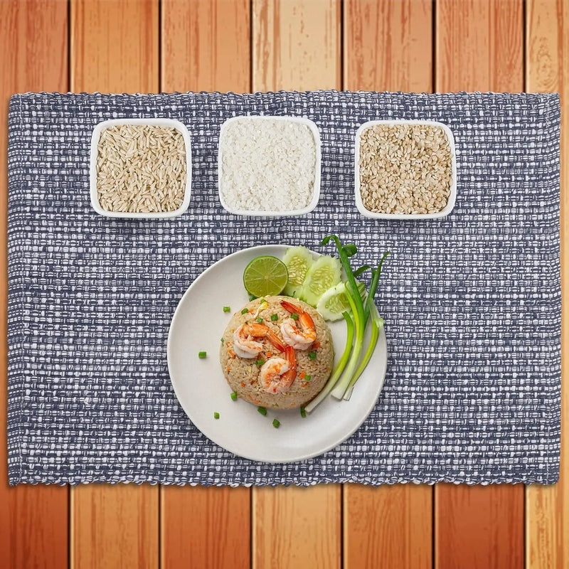 Placemats for Dining Table 100% Cotton Placemats 14''X20'' over Sized Tablemats Set of 6 Placemats Blue/White Two Tone Tablemats for Family Dinners Wedding Parties Everyday Use Placemats - Puck's