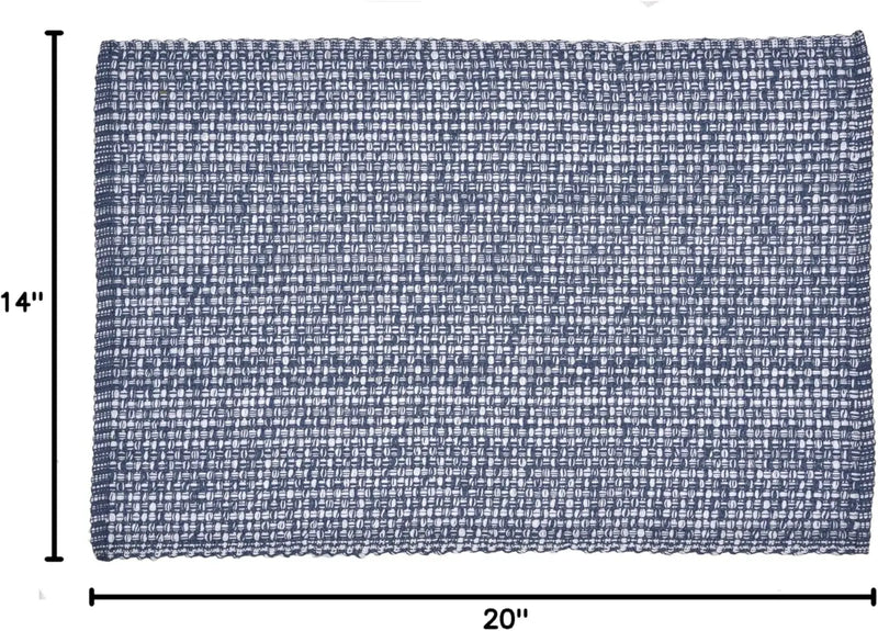 Placemats for Dining Table 100% Cotton Placemats 14''X20'' over Sized Tablemats Set of 6 Placemats Blue/White Two Tone Tablemats for Family Dinners Wedding Parties Everyday Use Placemats - Puck's
