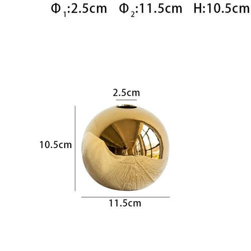 Plating Golden Ball Ceramic Vase - Puck's