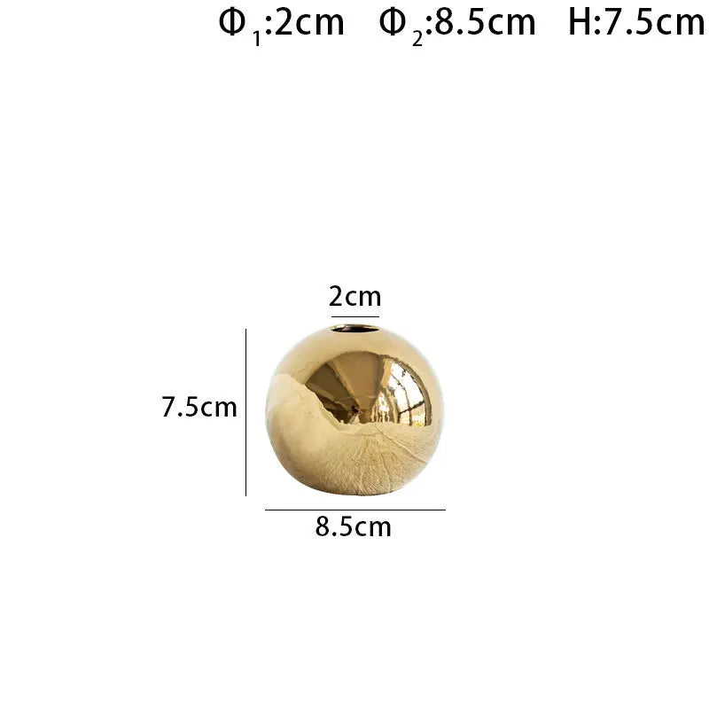Plating Golden Ball Ceramic Vase - Puck's