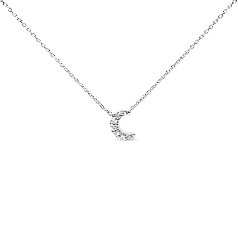 10K witgouden diamanten geaccentueerde halve maan 18 inch hanger ketting (H-I kleur, I1-I2 helderheid) - Puck's