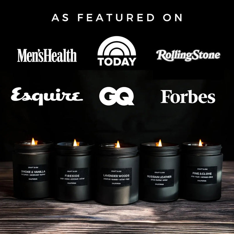 Premium Pine & Clove Candle | Black Scented Candles for Home | Long Lasting with 45 Hour Burn Time, 7.6Oz | Made with Soy | Aromatherapy at Home | Gifts for Men - Puck's