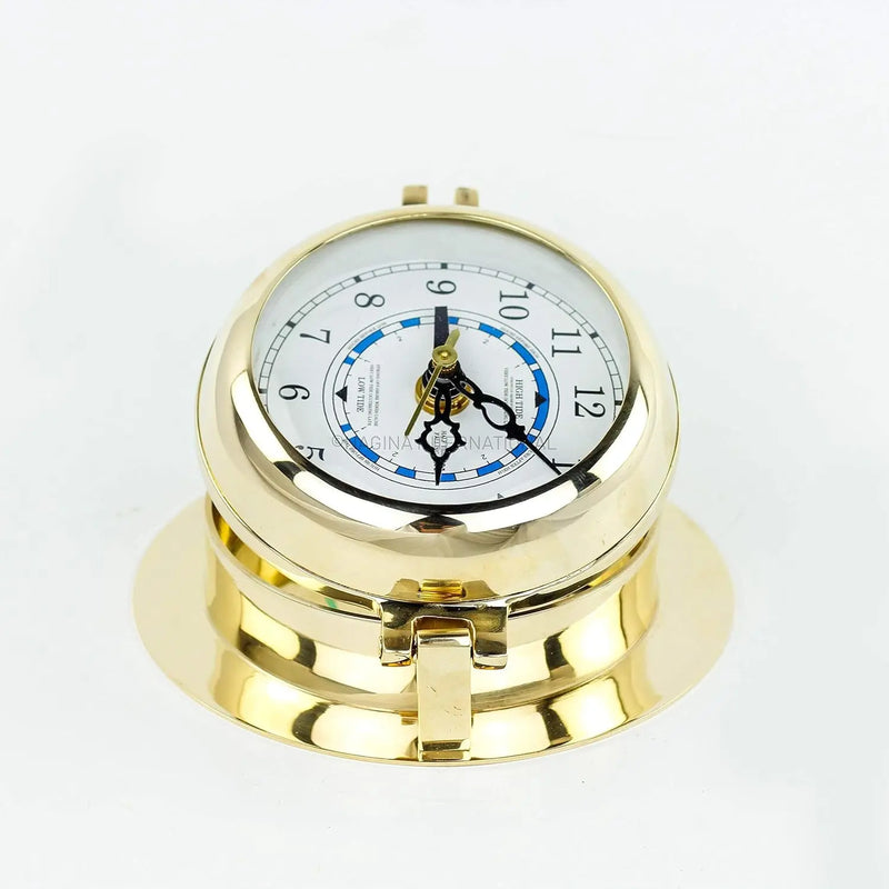 Premium Polished Brass Time'S Clock Porthole | Openable Pirate'S Decorative Port Hole Time'S Wall Metal Clock | Navy Nautical Maritime Decor Gift - Puck's