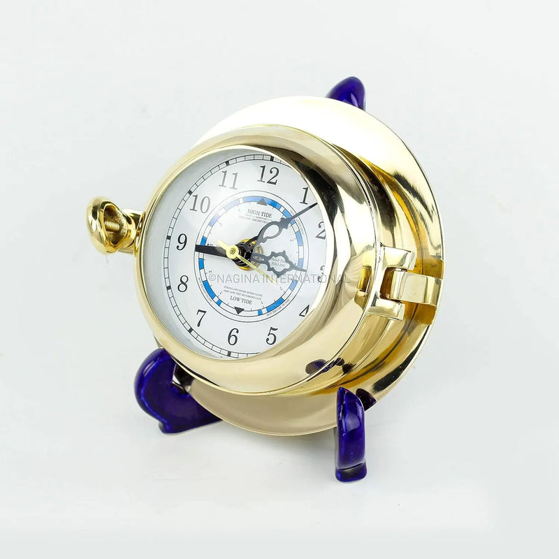 Premium Polished Brass Time'S Clock Porthole | Openable Pirate'S Decorative Port Hole Time'S Wall Metal Clock | Navy Nautical Maritime Decor Gift - Puck's