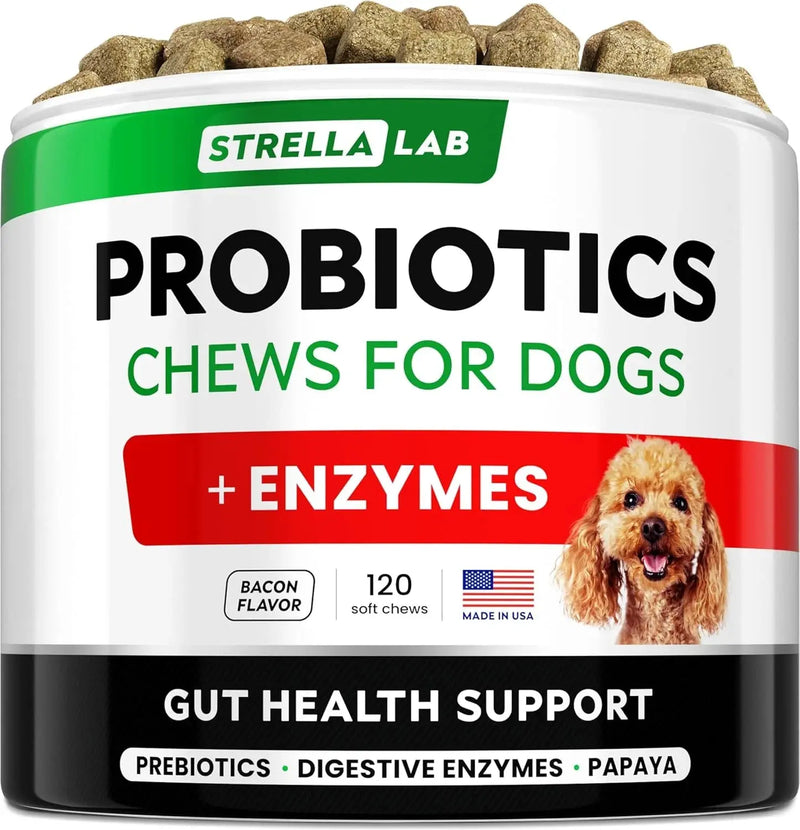Probiotics Chews for Dogs & Digestive Enzymes + Digestion & Gut Health Treats, Probiotics for Dogs, Fiber Supplement, anti Diarrhea, Constipation, Upset Stomach&Gas Relief,Canine Prebiotic - Puck's