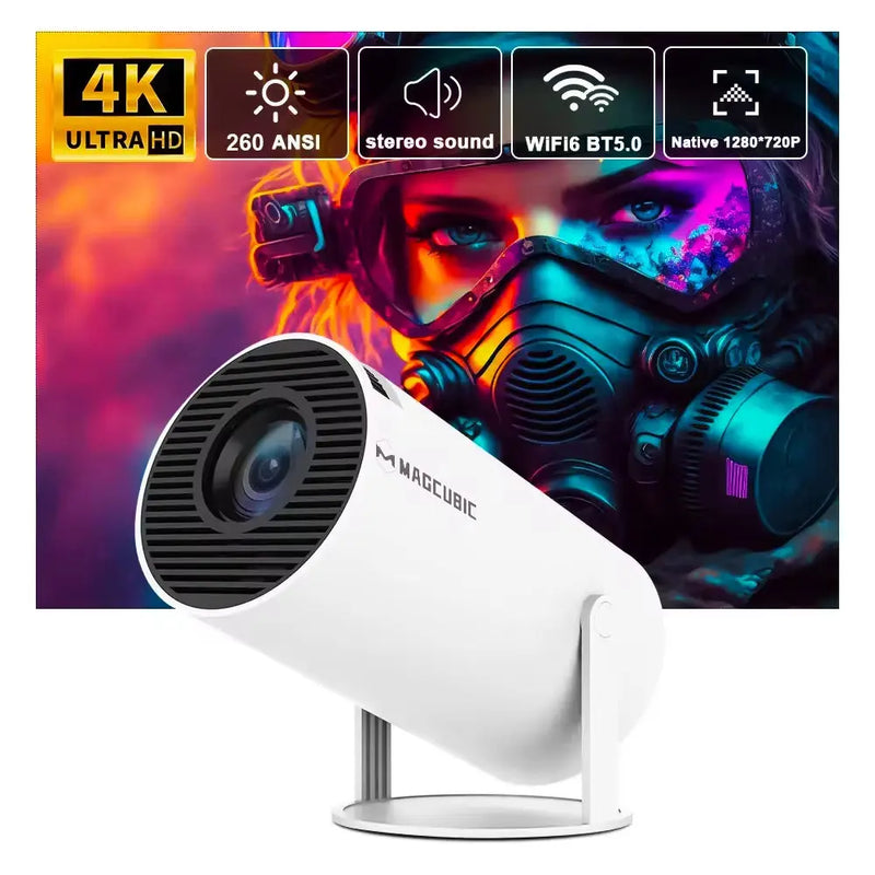 Projector 4K Android 11 HY300 Pro Dual Wifi6 260ANSI Allwinner H713 BT5.0 1280*720P Cinema Outdoor Portable Projetor - Puck's